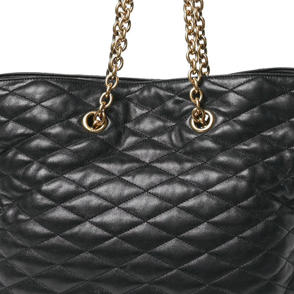 Saint Laurent Lambskin Quilted Pochon Drawstring Tote Bag Black 8 of 10
