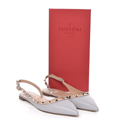 Valentino Garavani Nappa Rockstud Slingback Flats 40.5 Patel Grey Poudre 9 of 9