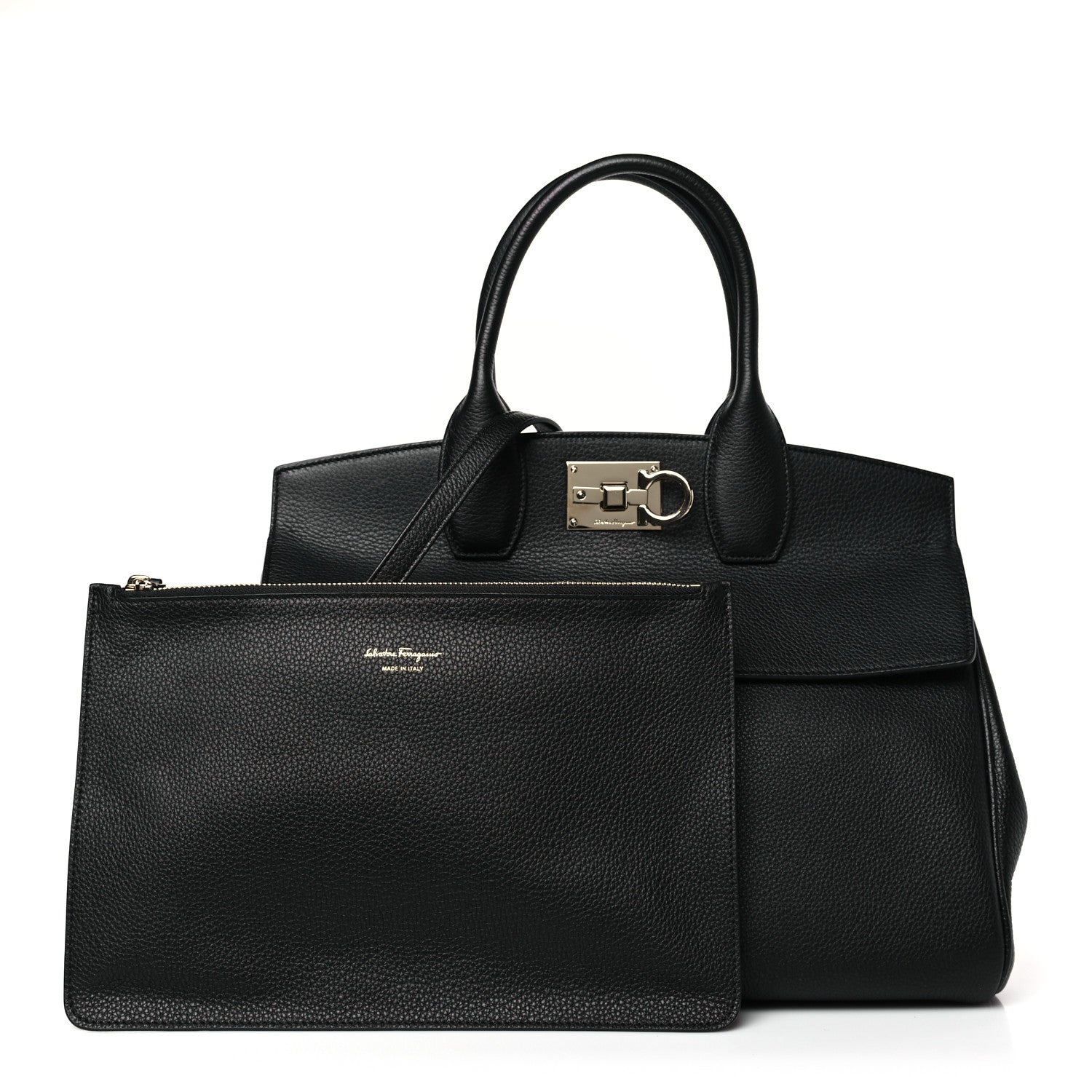 Salvatore Ferragamo Calfskin Large The Studio Bag Black 1 of 9