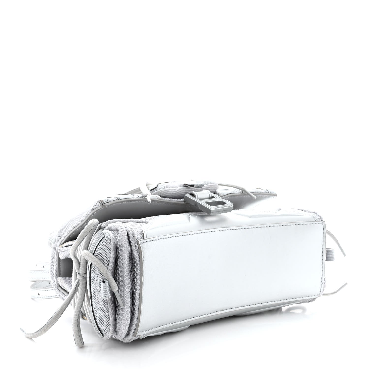 Balenciaga Faux Calfskin Fabric Small Sneakerhead Top Handle Bag Silver 4 of 13