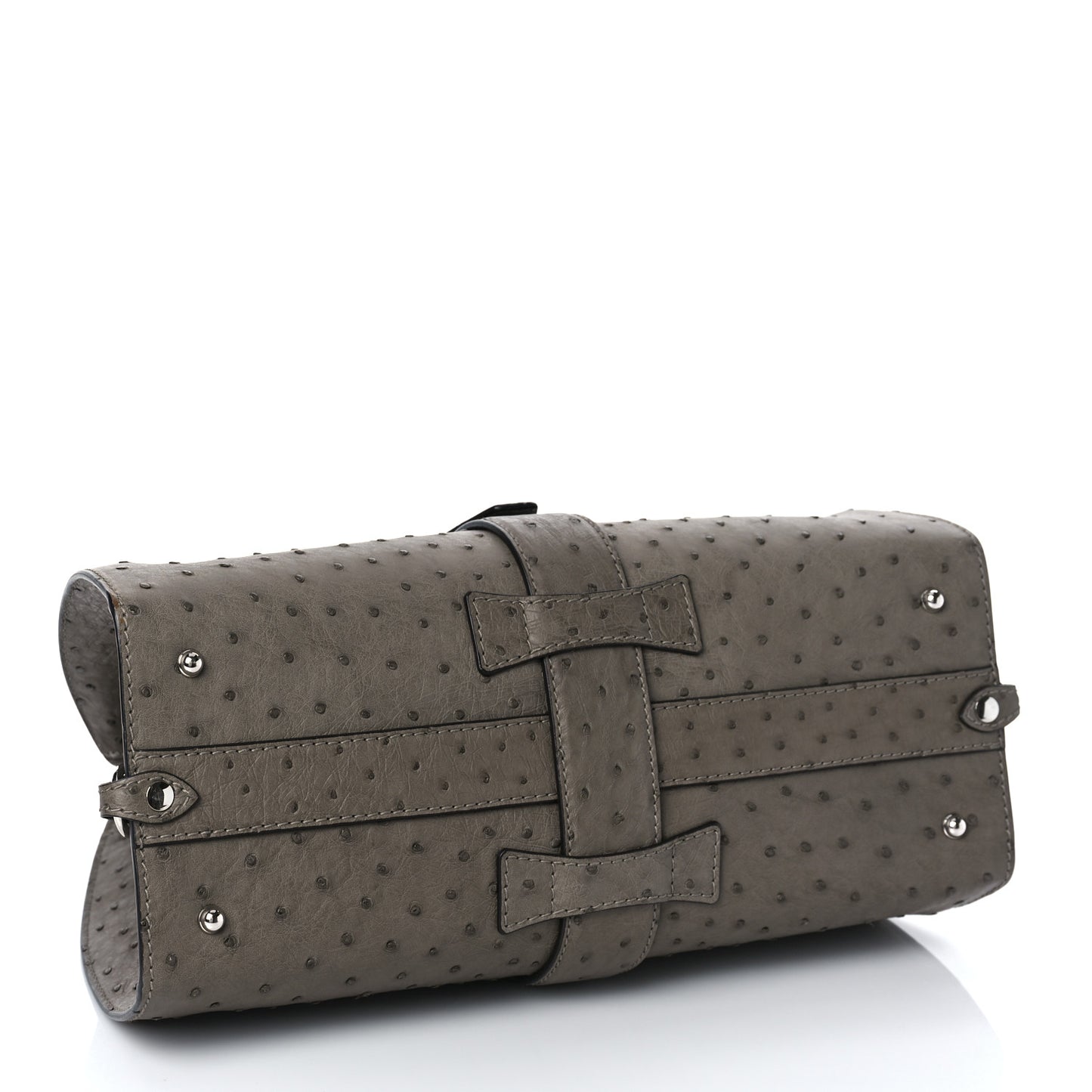 Ostrich Medium Stirrup Top Handle Bag