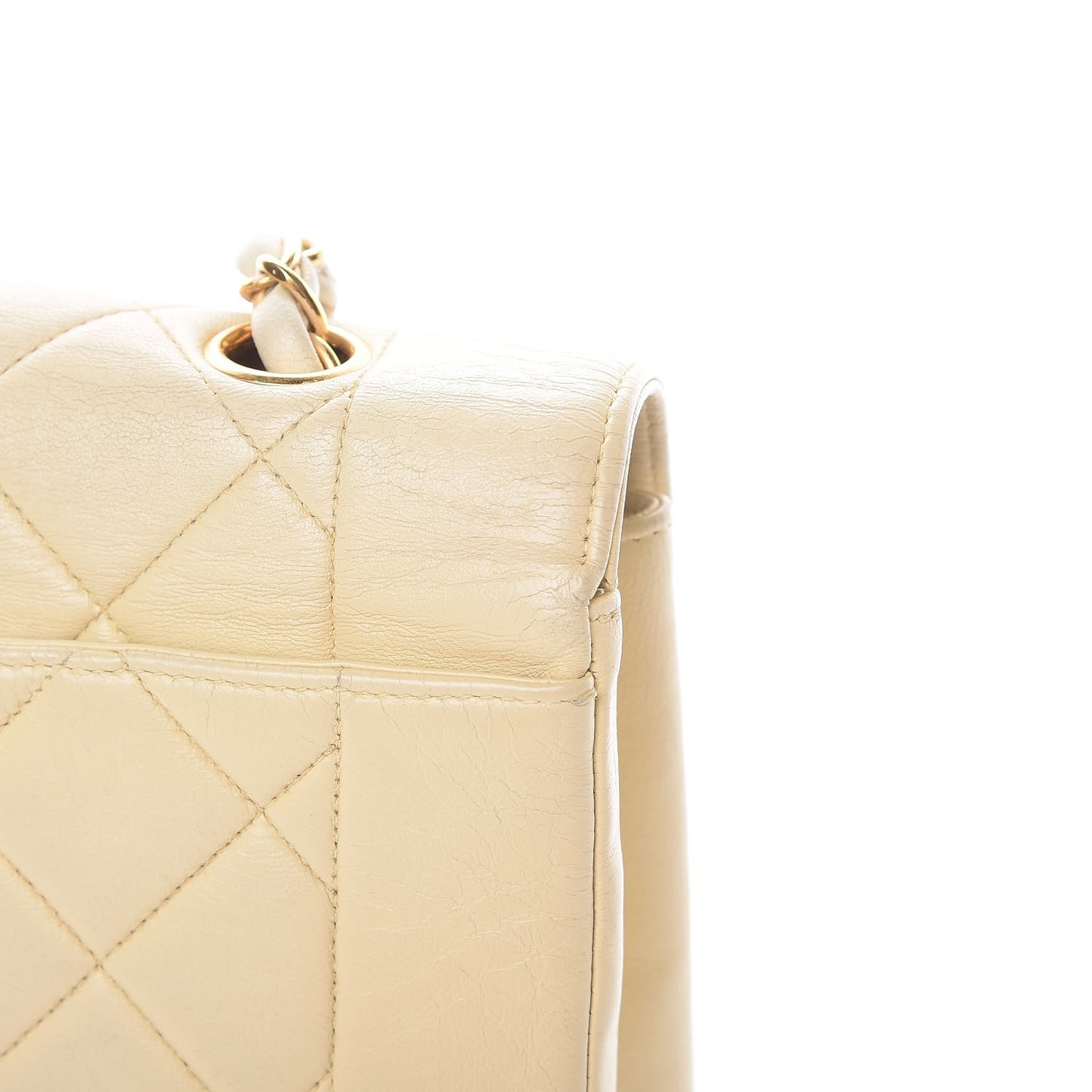 Lambskin Quilted Small Single Flap Beige