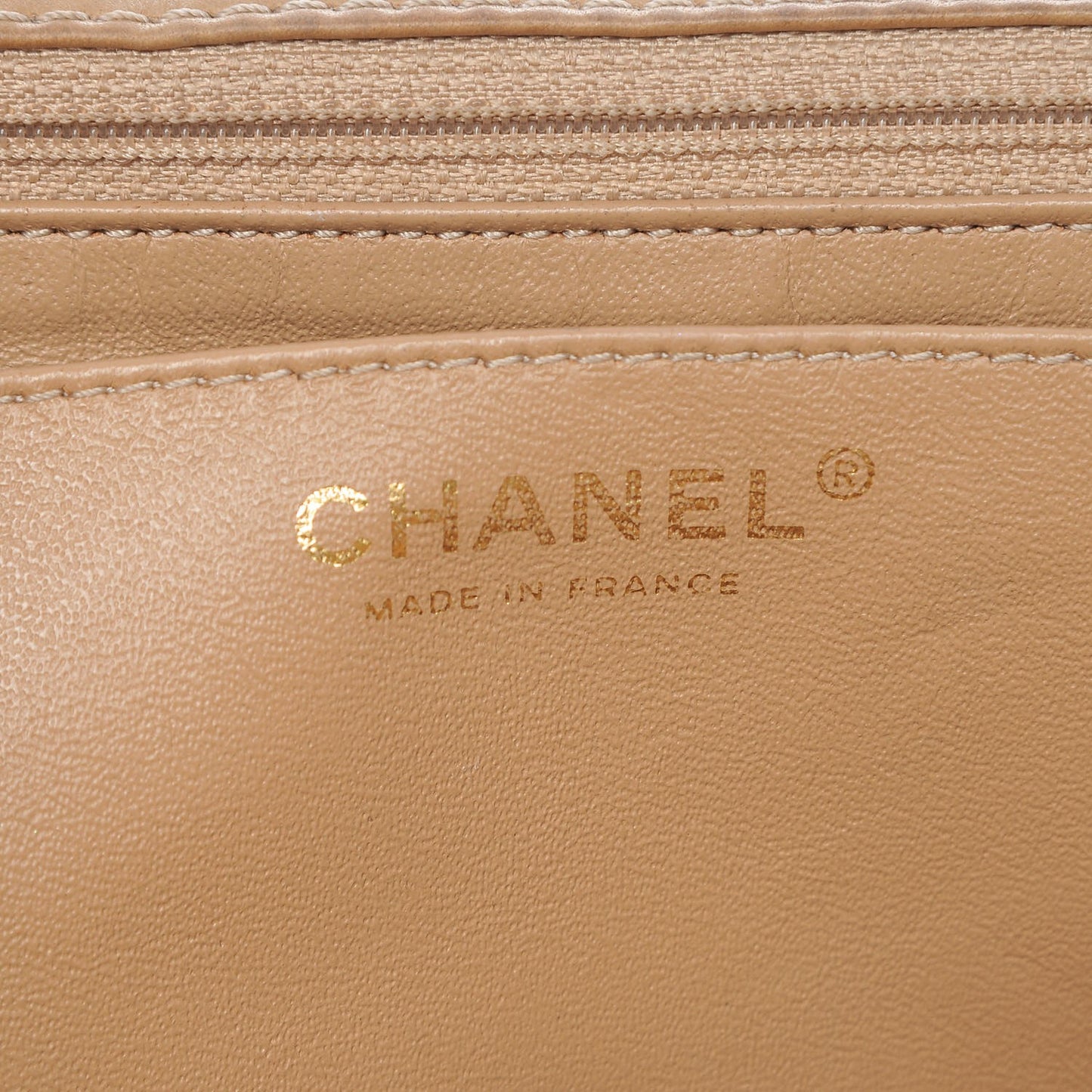 Lambskin Quilted Maxi Single Flap Beige
