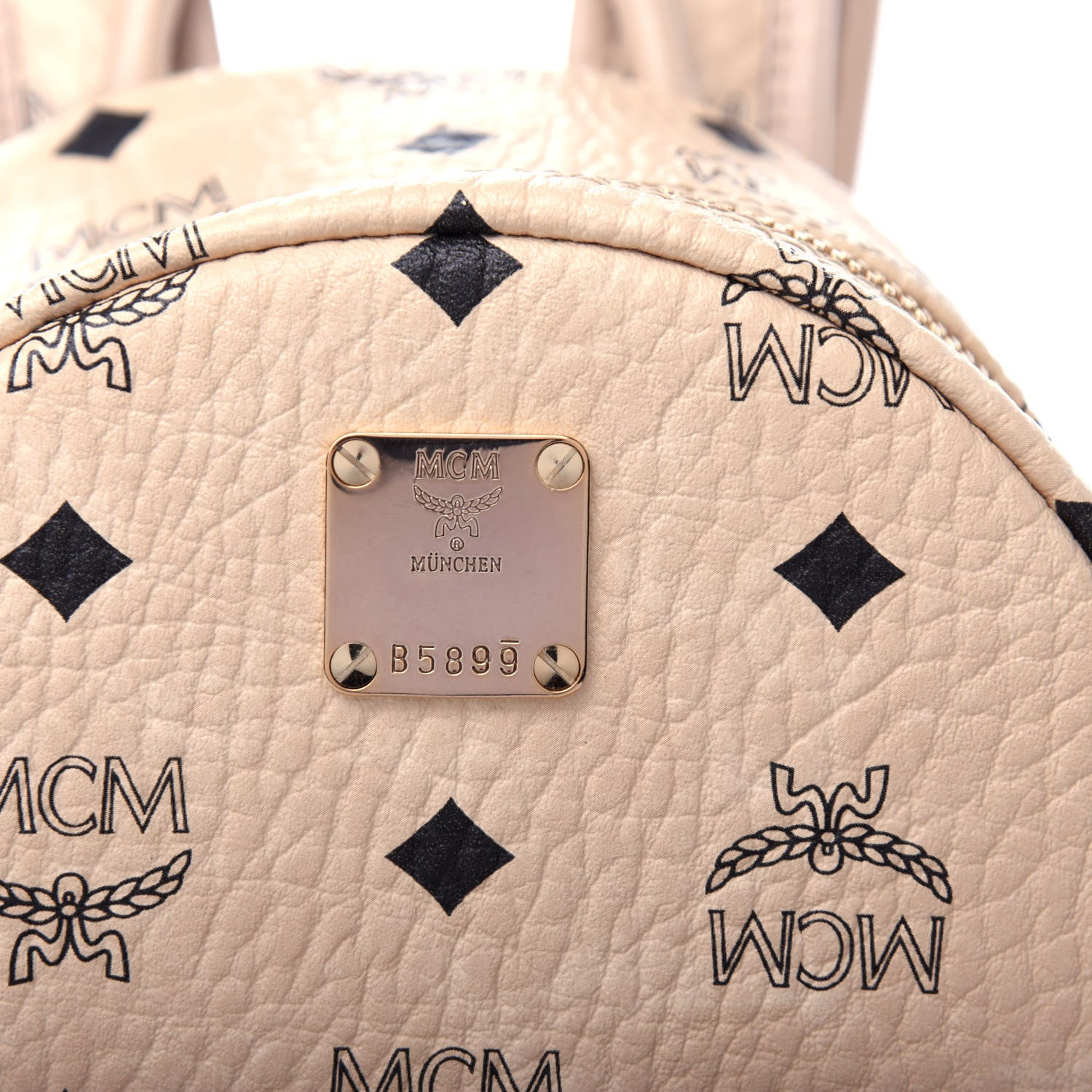 MCM Visetos Small Side Stud Stark Backpack Beige 9 of 9