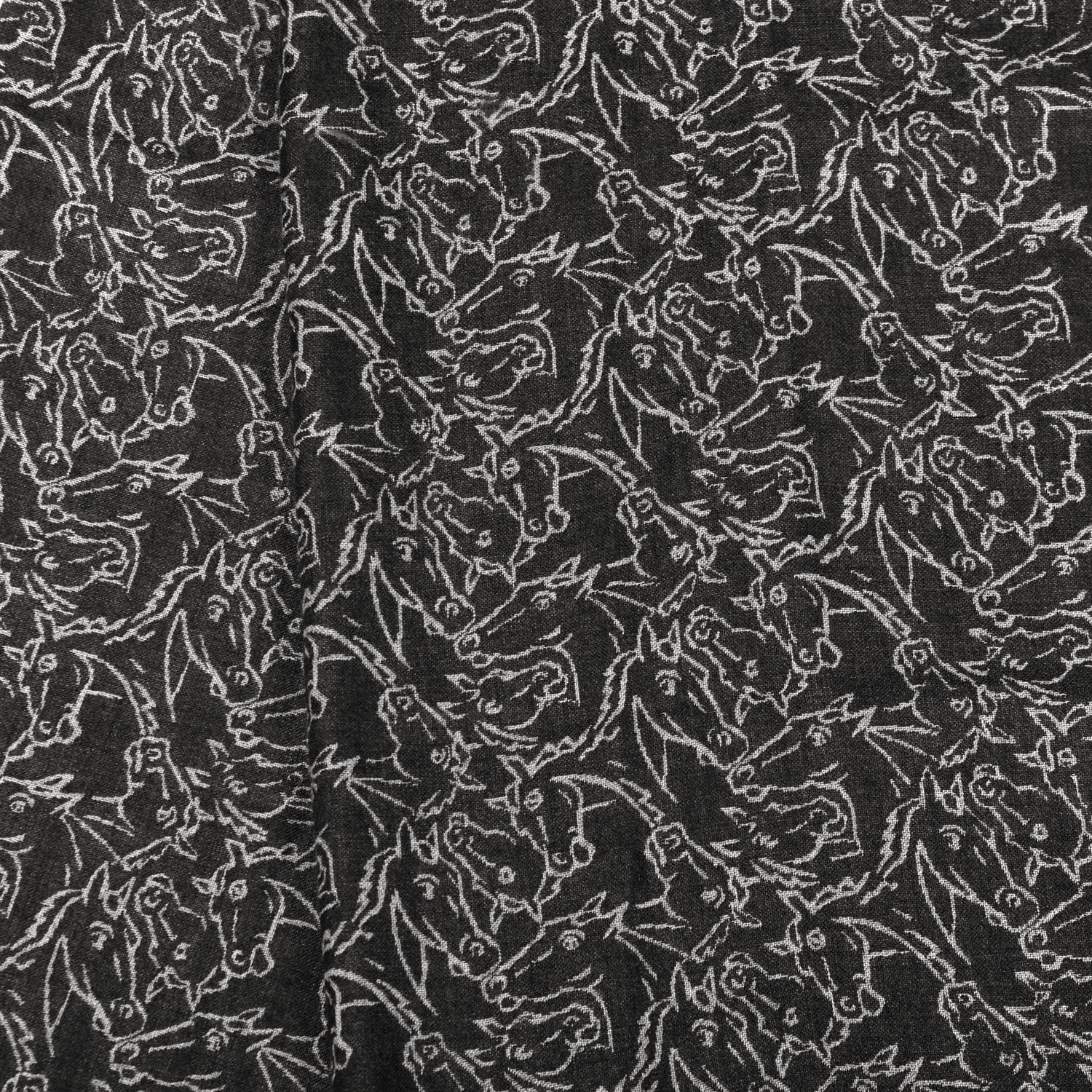 Hermes Cashmere Silk Reversible Horses Muffler Grey 5 of 5