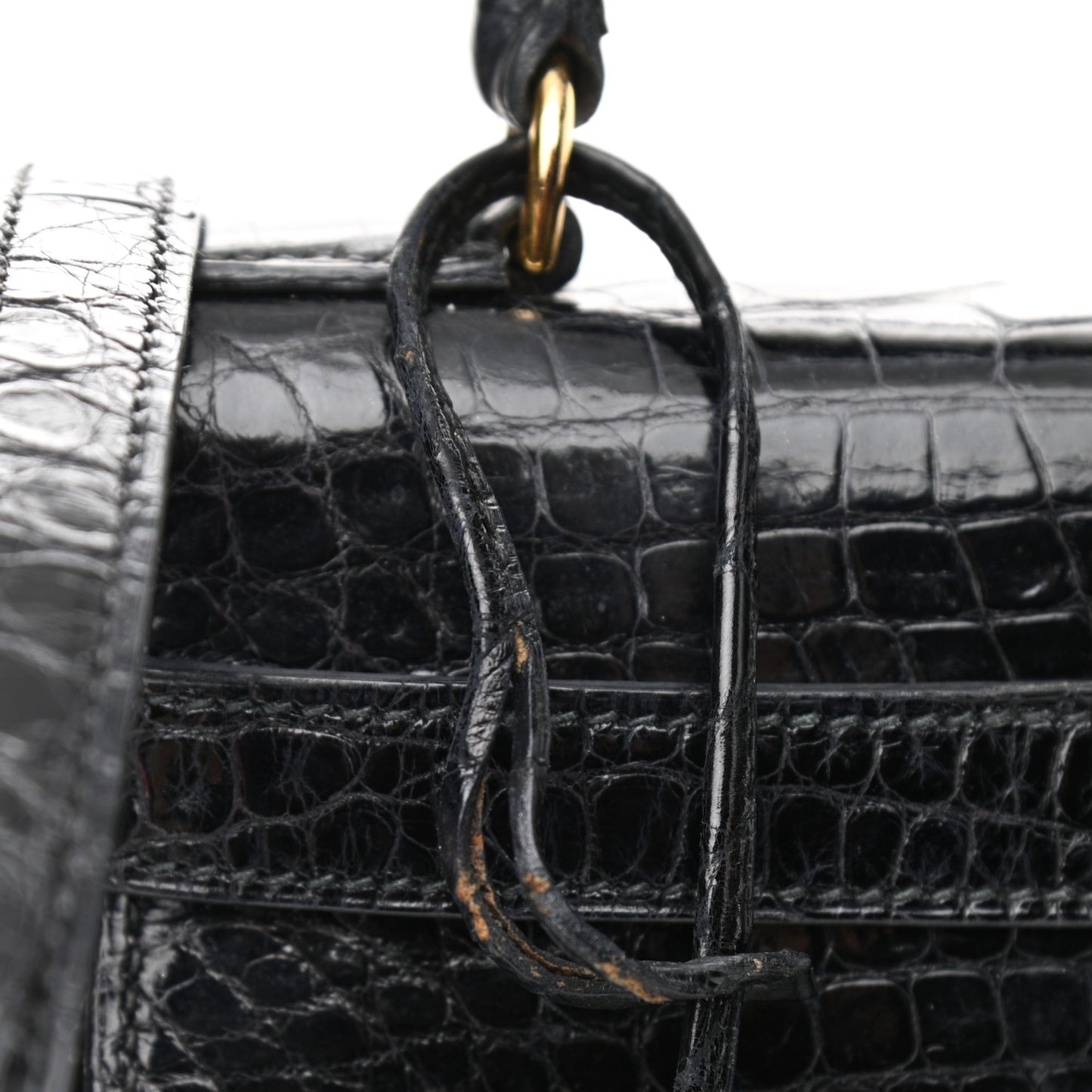 Shiny Alligator Kelly Sellier 28 Black
