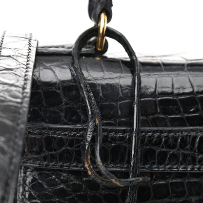 Hermes Shiny Alligator Kelly Sellier 28 Black 17 of 19