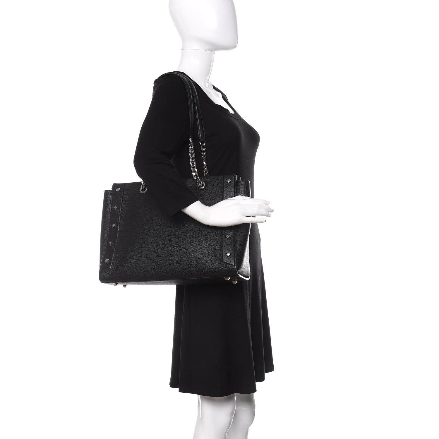 MCM Grained Calfskin Large Catherine Studs Tote Black 2 of 13