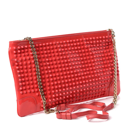 Christian Louboutin Calfskin Studded Loubiposh Chain Clutch Framboisine 3 of 11