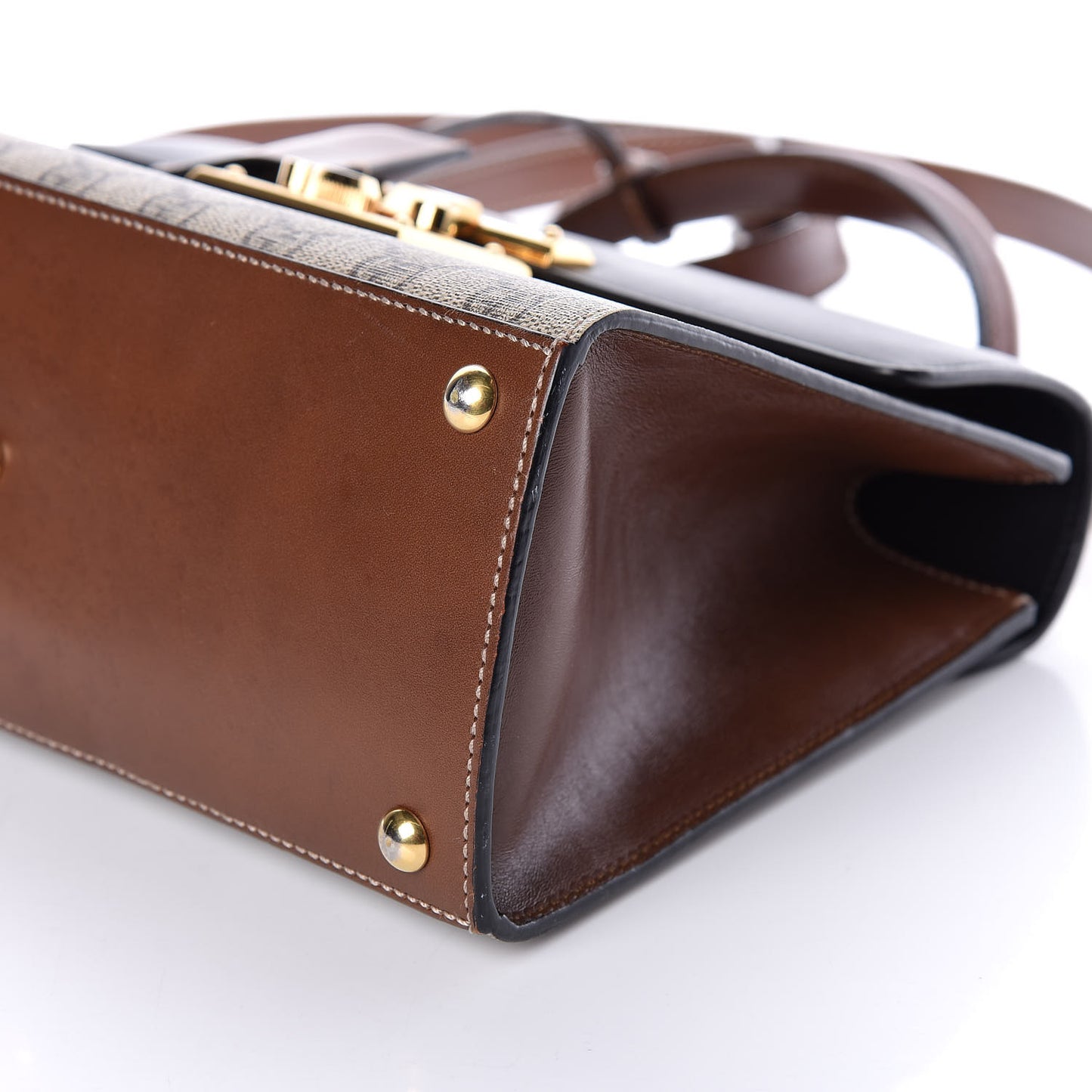 GG Supreme Monogram Calfskin Small Padlock Top Handle Bag Beige Black Cuir