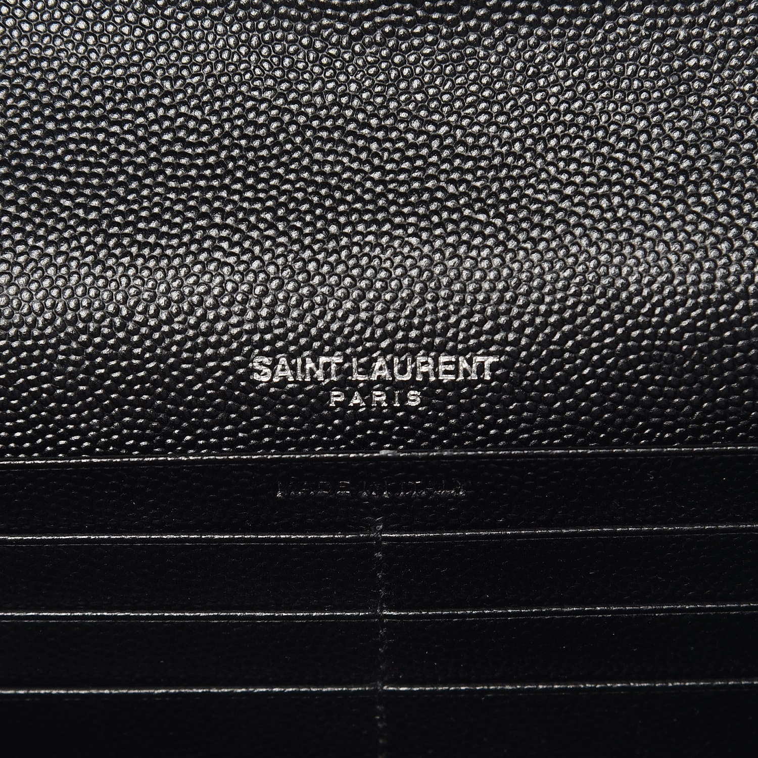 Saint Laurent Grain De Poudre Matelasse Chevron Monogram Flap Wallet Black 6 of 9