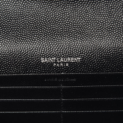 Saint Laurent Grain De Poudre Matelasse Chevron Monogram Flap Wallet Black 6 of 9