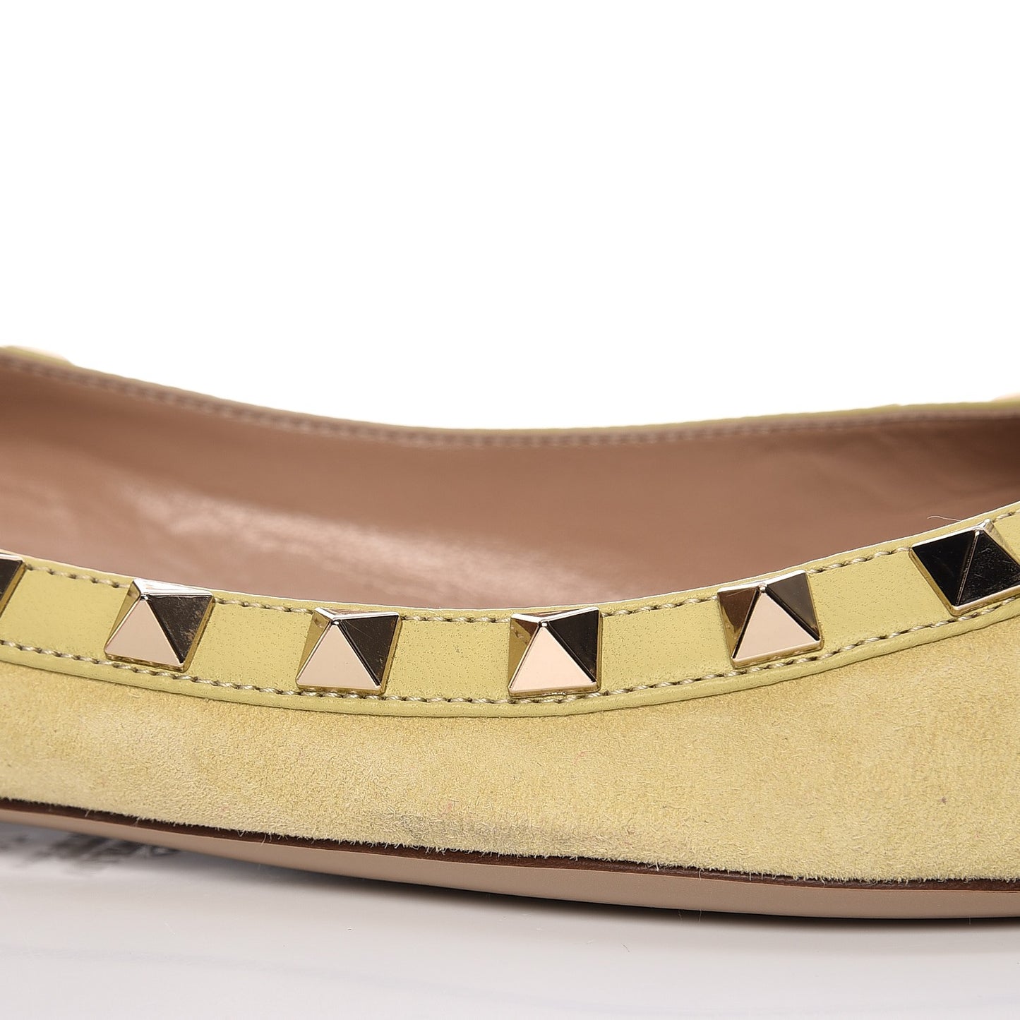 Suede Rockstud Ballerina Flats 37 Light Yellow