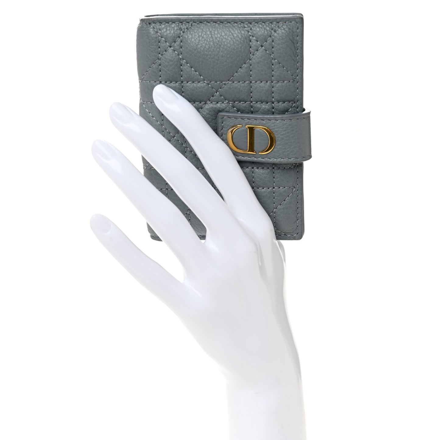 Supple Calfskin Cannage Caro Dandelion Card Holder Cloud Blue