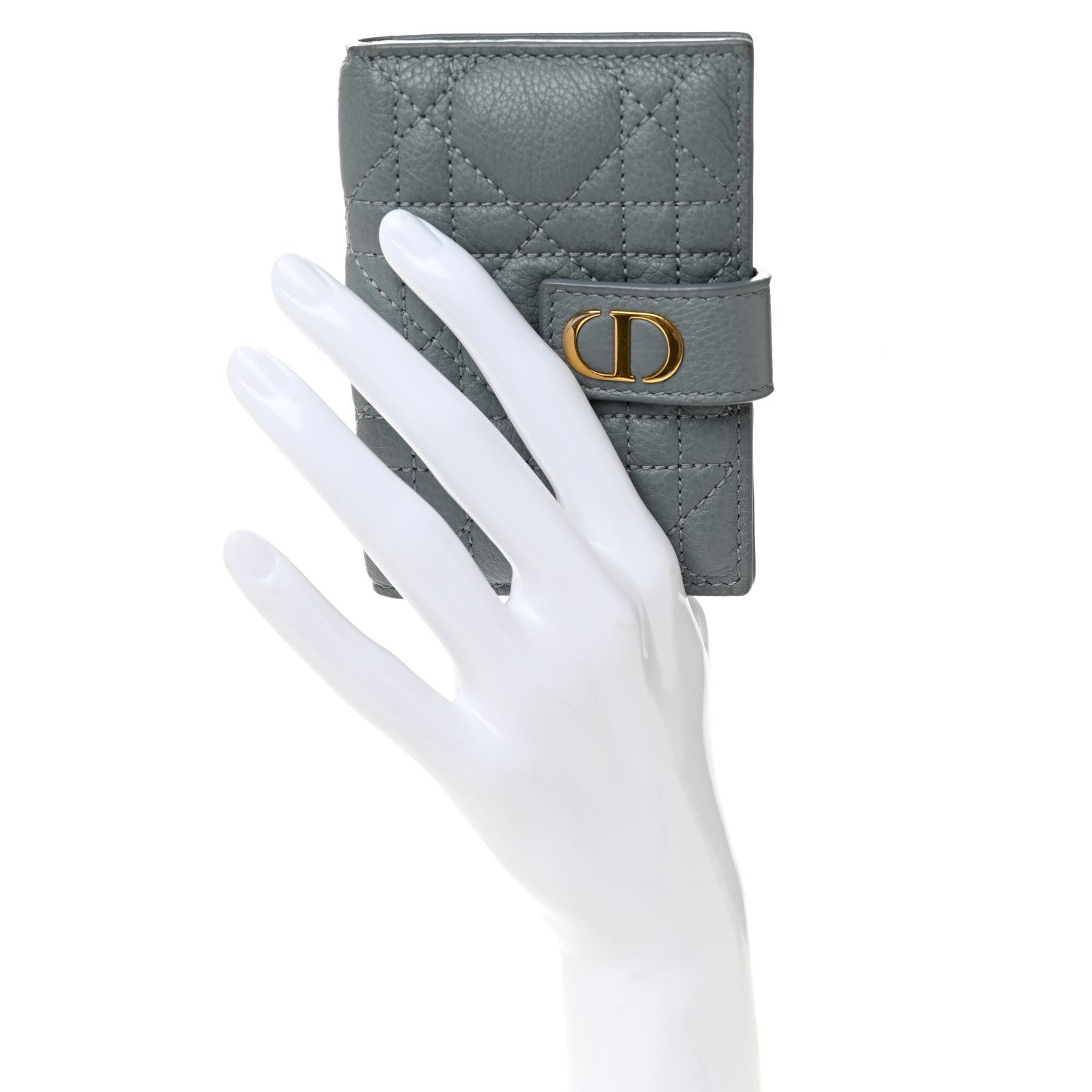 Christian Dior Supple Calfskin Cannage Caro Dandelion Card Holder Cloud Blue 2 of 7