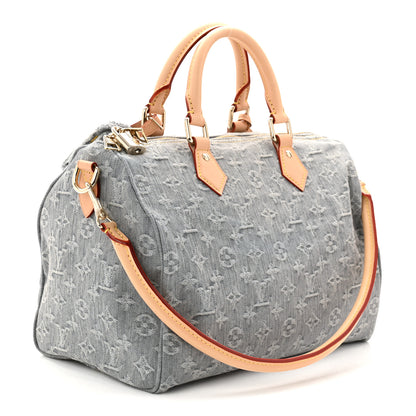 Louis Vuitton Monogram Denim Speedy Soft 30 Washed Gray 3 of 9