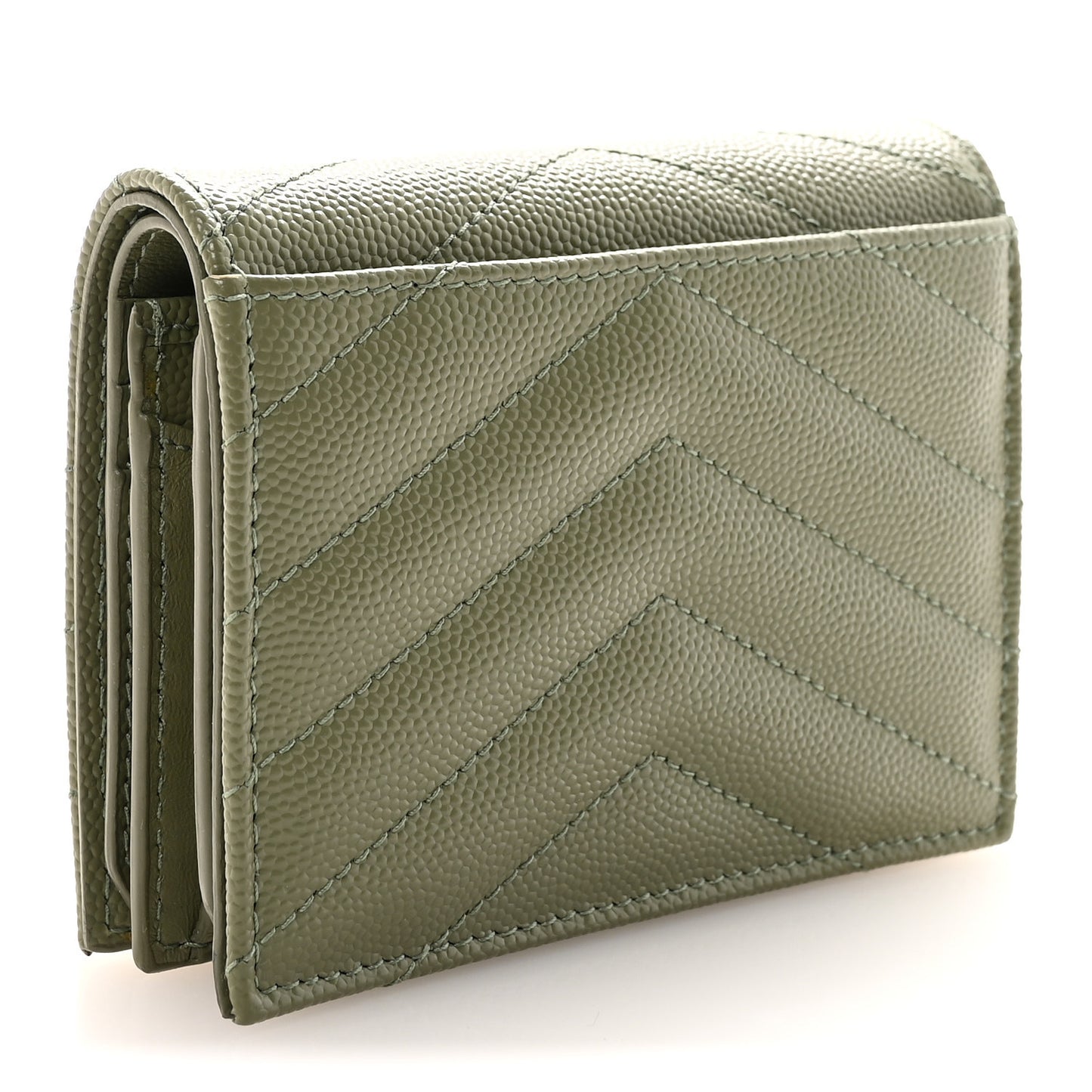 Grain De Poudre Matelasse Chevron Cassandre Card Case Light Sage