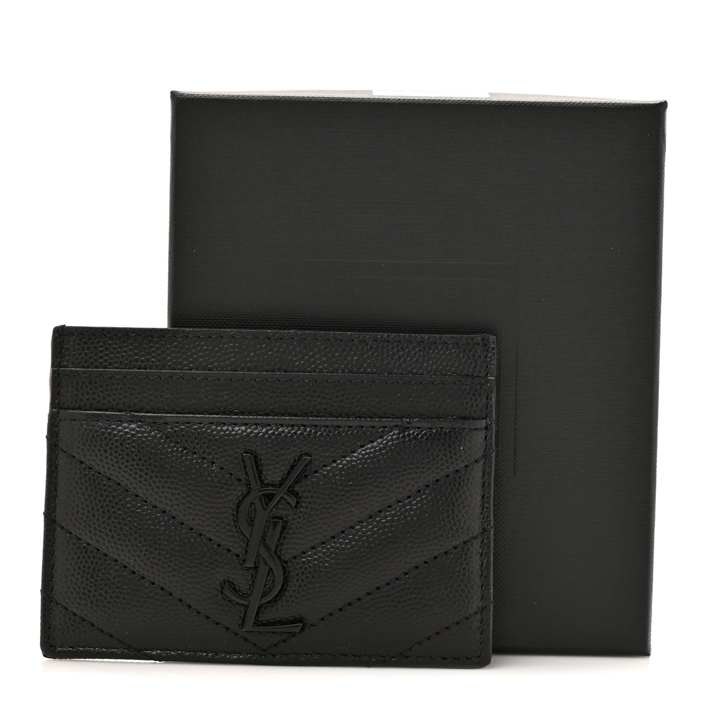 Grain De Poudre Matelasse Chevron Monochrome Monogram Credit Card Case Black
