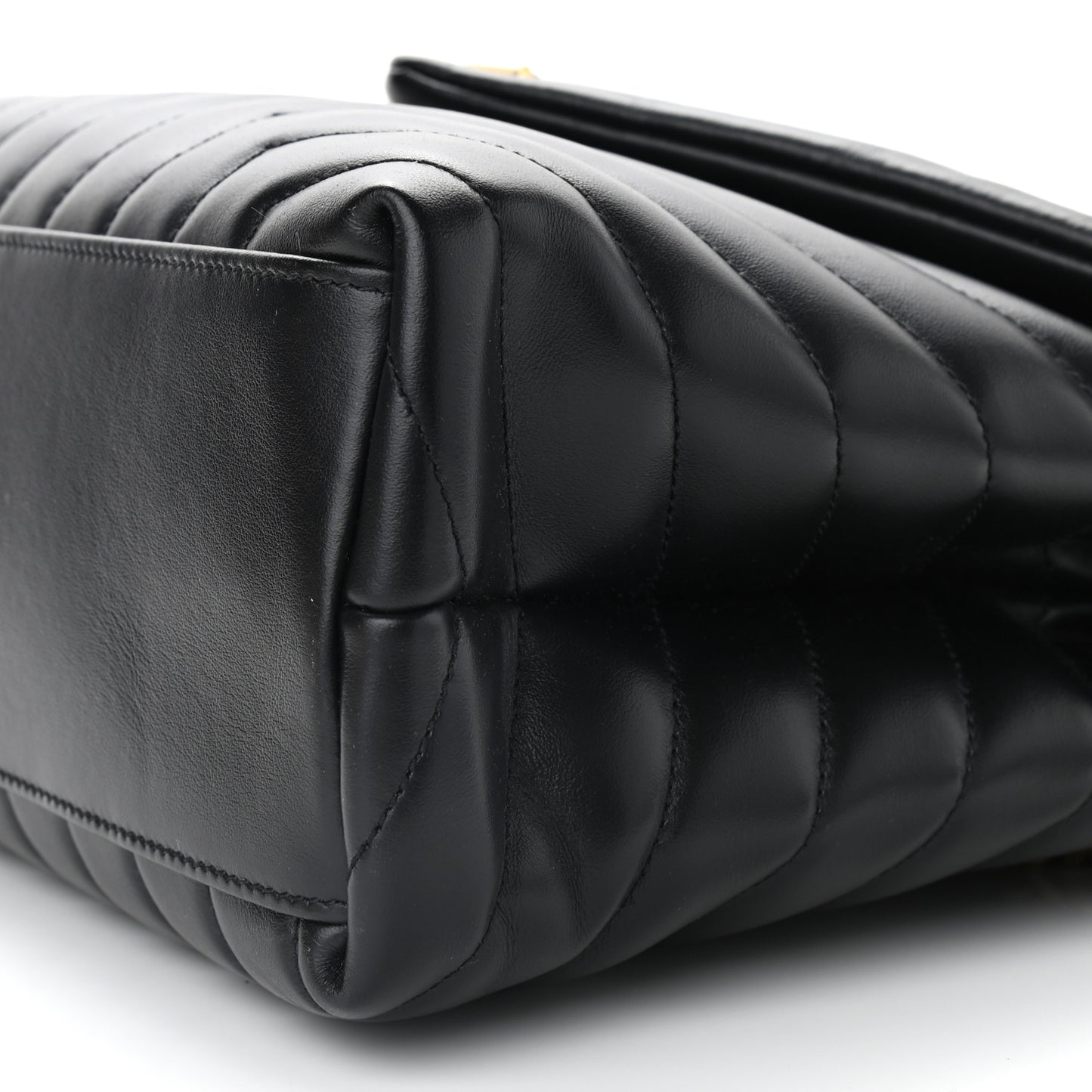 Calfskin Y Quilted Monogram Medium Loulou Chain Satchel Black