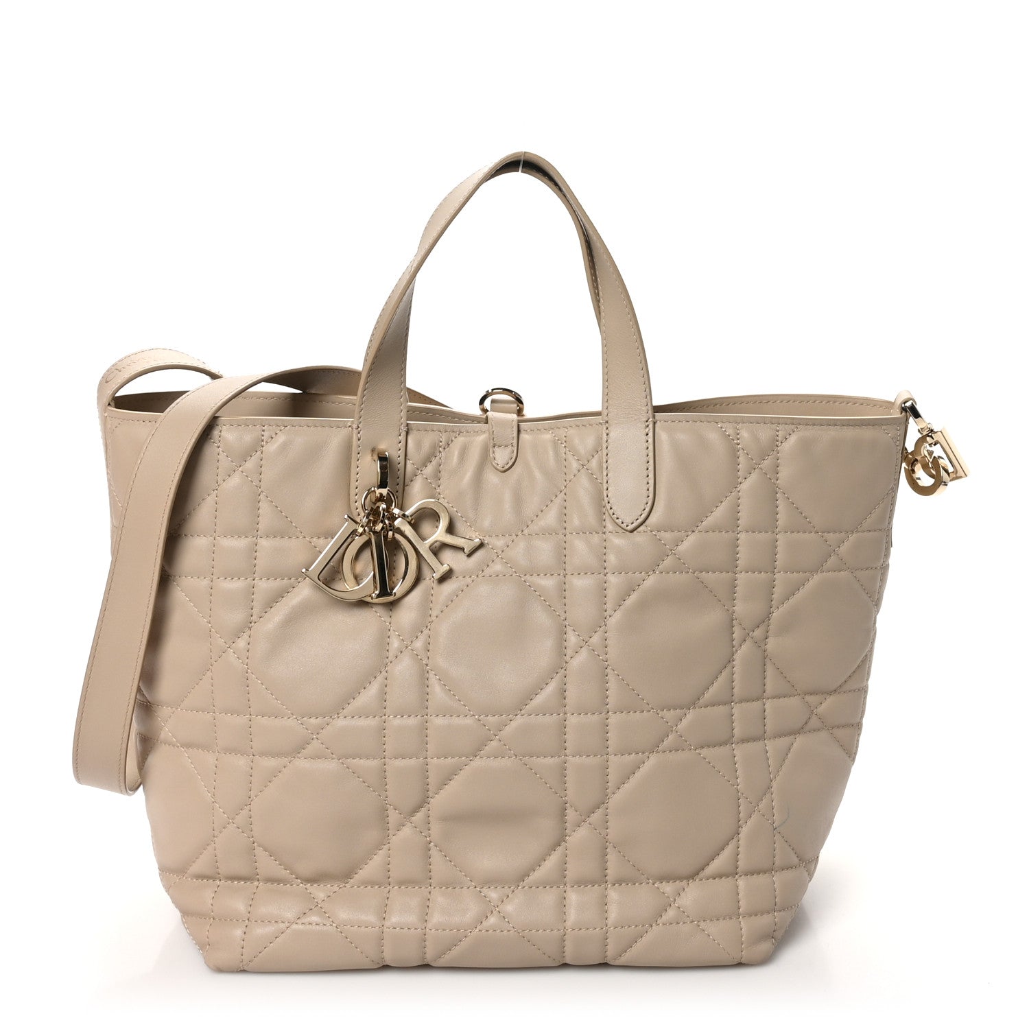 Christian Dior Calfskin Macrocannage Medium Toujours Vertical Tote Powder Beige 1 of 11