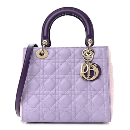 Christian Dior Lambskin Cannage Medium Tri-Color Lady Dior Purple Light Pink 1 of 13