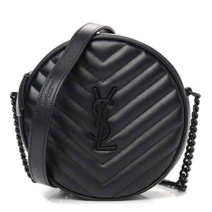 Saint Laurent Calfskin Matelasse Chevron Round Vinyle Camera Bag Black 1 of 9