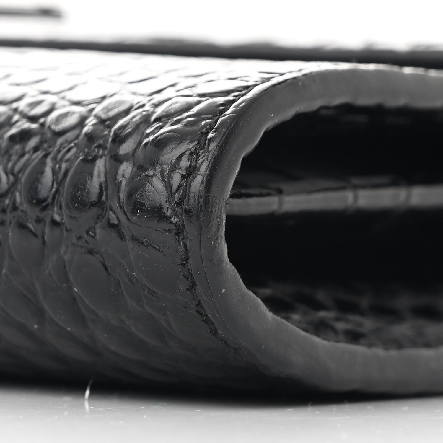 Saint Laurent Calfskin Crocodile Embossed Monogram Uptown Crossbody Black 12 of 15