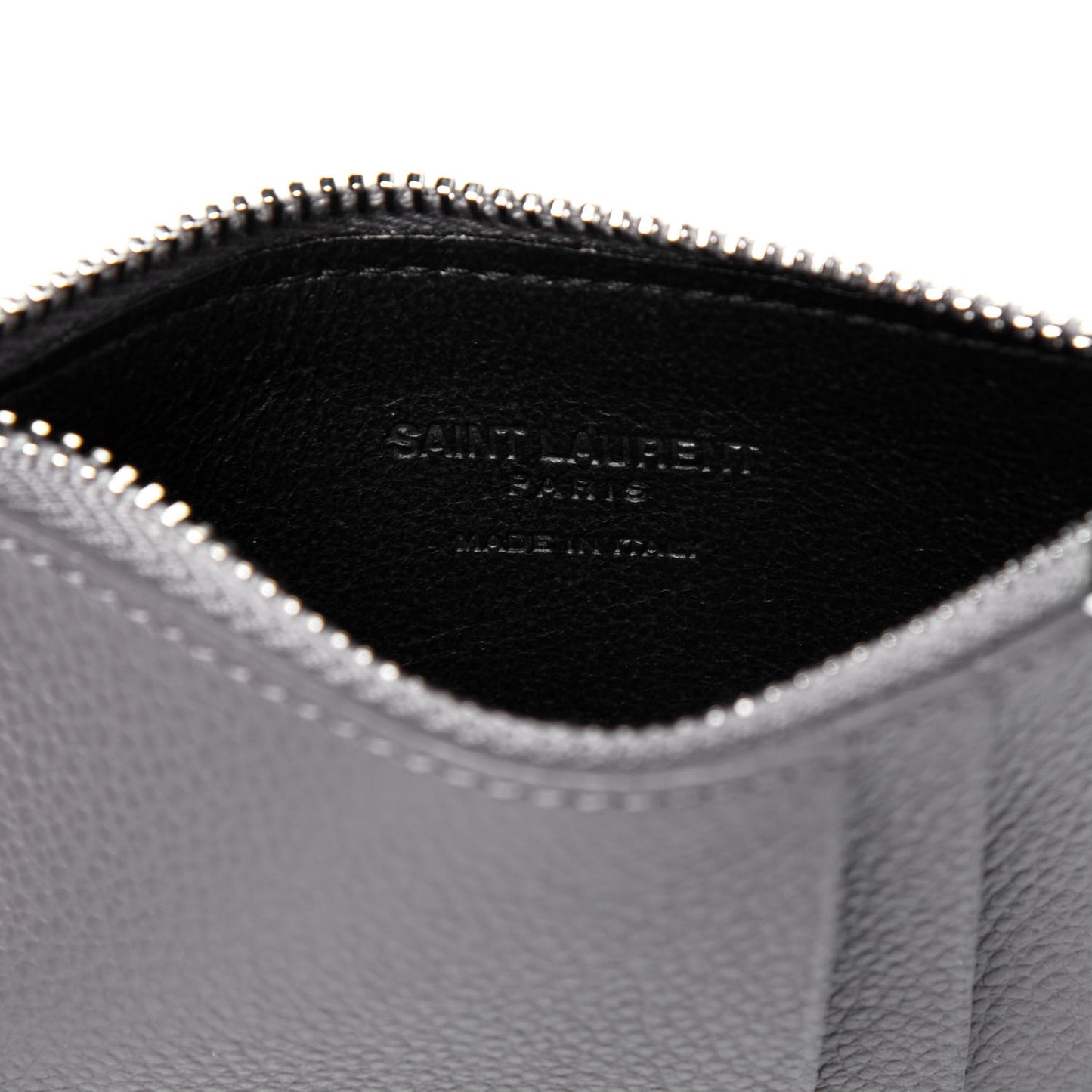Grained Calfskin 5 Fragments Zip Pouch Card Holder Fog