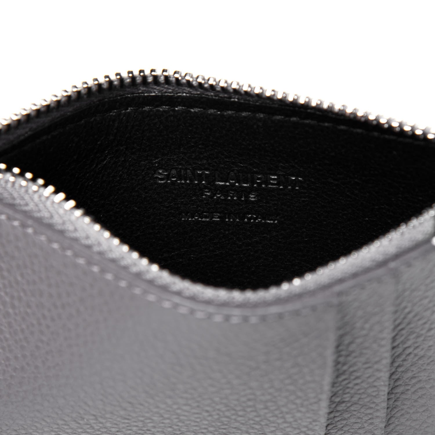 Saint Laurent Grained Calfskin 5 Fragments Zip Pouch Card Holder Fog 6 of 11