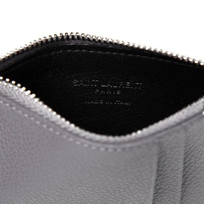 Saint Laurent Grained Calfskin 5 Fragments Zip Pouch Card Holder Fog 6 of 11