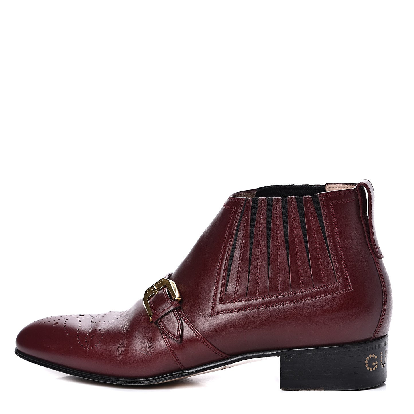 New Waxed Calfskin Womens G Medallion Toe Ankle Boots 37 Red Bordeaux
