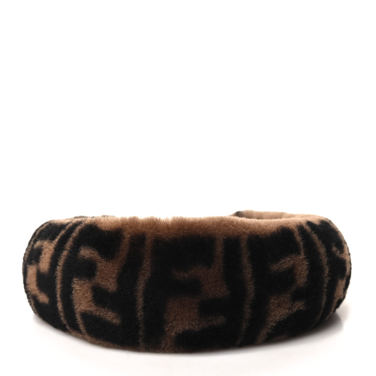 Shearling FF Logo Headband Tobacco