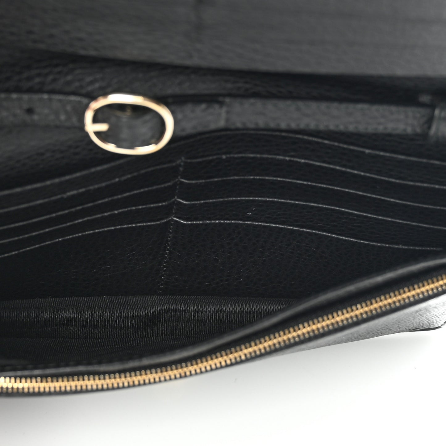 Dollar Calfskin Mini Swing Wallet Bag Black