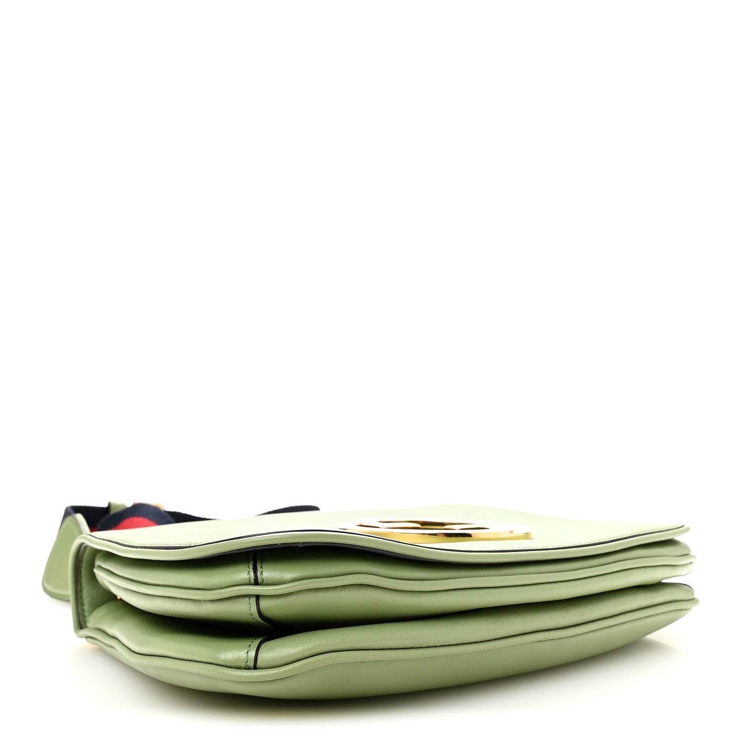 Gucci Roxy Calfskin Web Medium Blondie Top Handle Shoulder Flap Bag Salamander Green 4 of 10