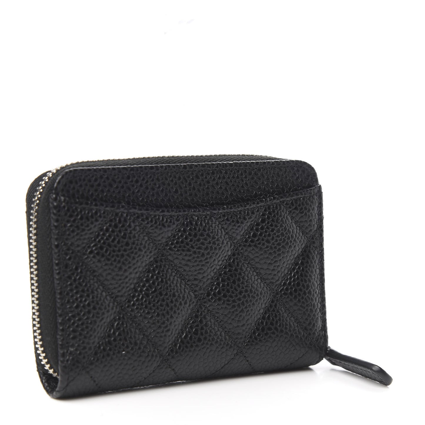 Caviar Quilted Zip Card Holder Black