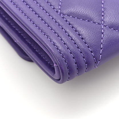Chanel Lambskin Quilted Boy Flap Card Holder Purple 9 of 10