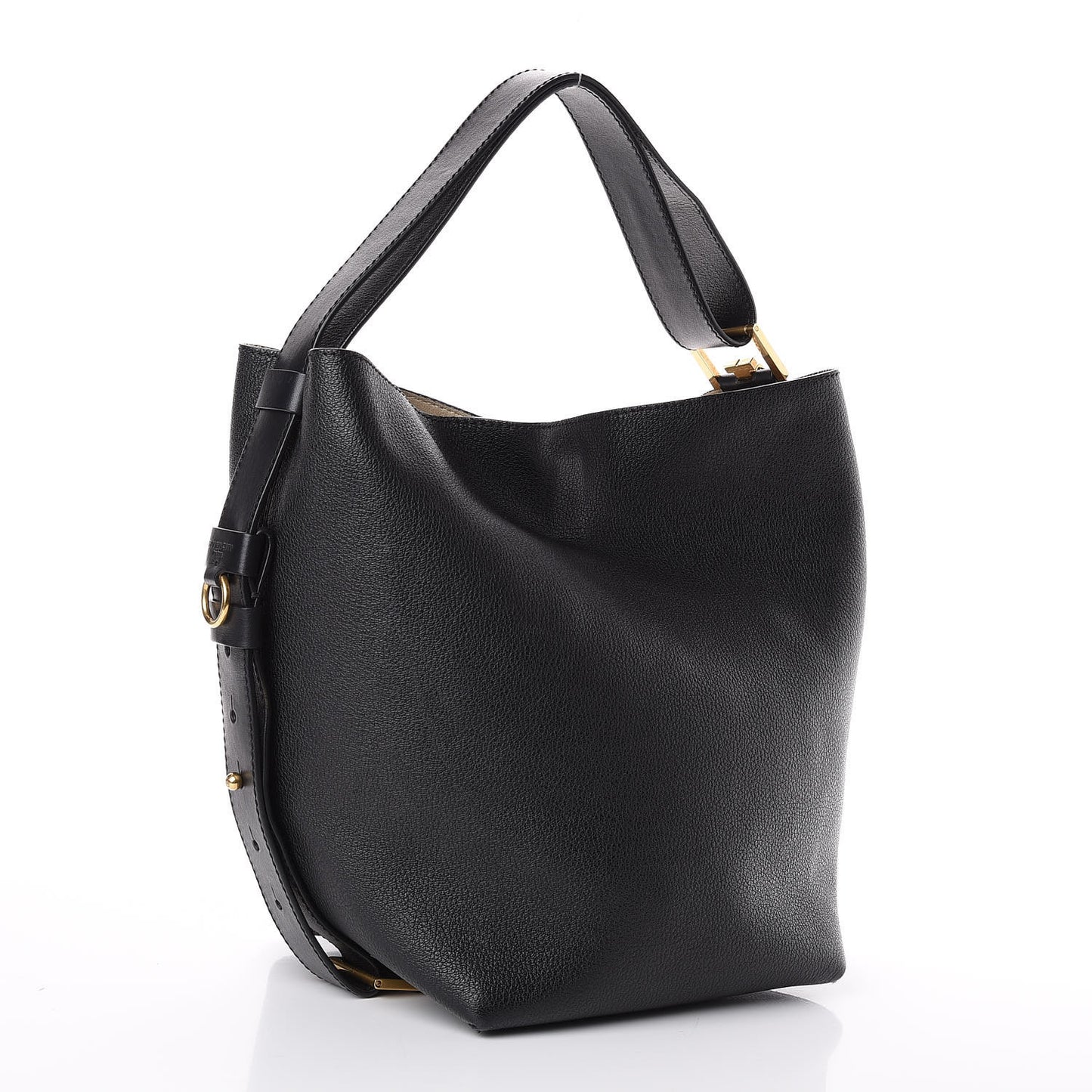 Grained Calfskin GV Bucket Bag Black