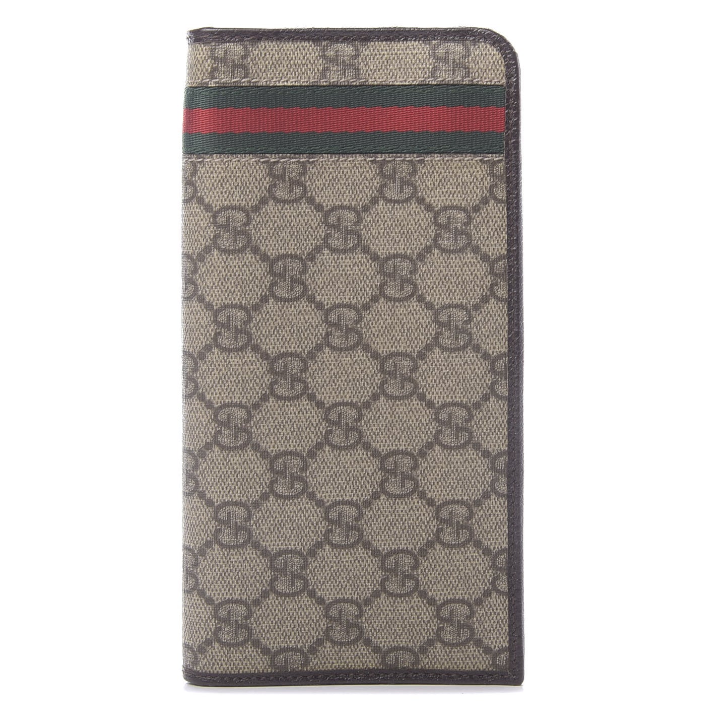 GG Supreme Monogram Web Zip Around Wallet Brown