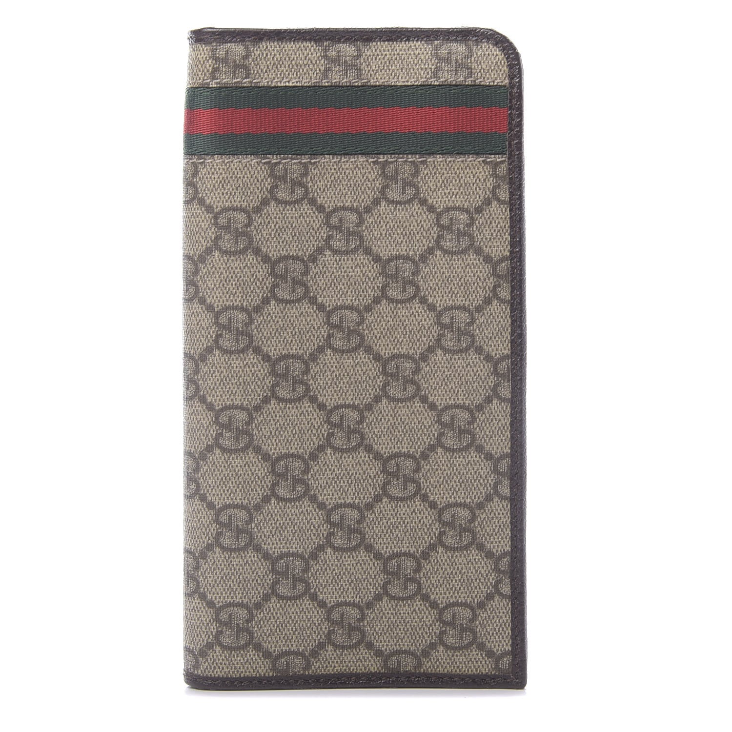 Gucci GG Supreme Monogram Web Zip Around Wallet Brown 1 of 10