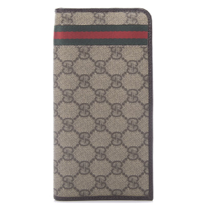 Gucci GG Supreme Monogram Web Zip Around Wallet Brown 1 of 10