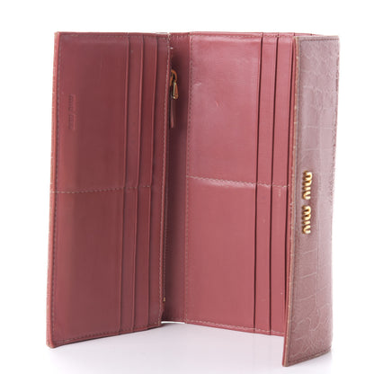 Miu Miu Crocodile Embossed Saint Cocco Lux Continental Flap Wallet Antico 5 of 9