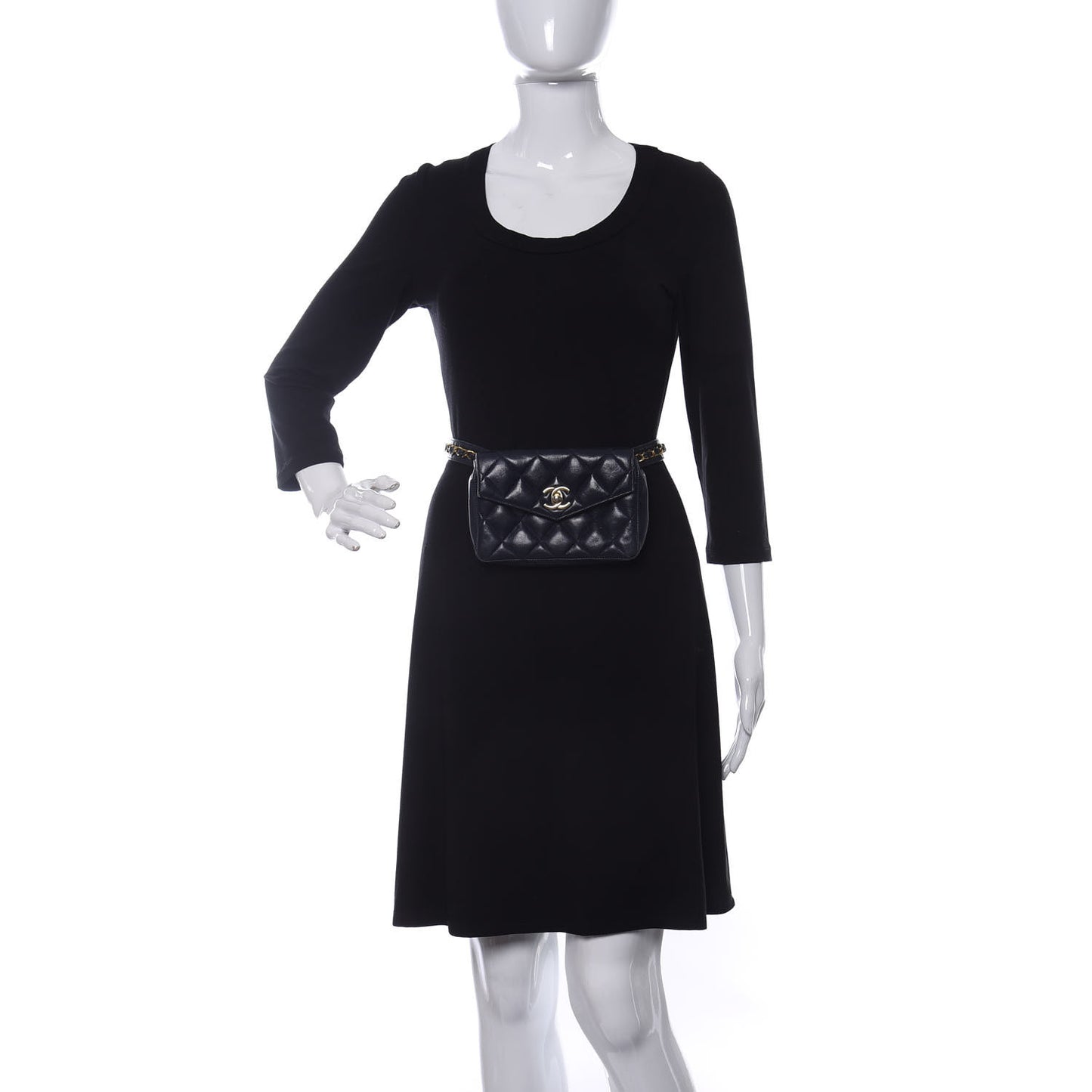 Lambskin Quilted Flap Waist Belt Bag Navy