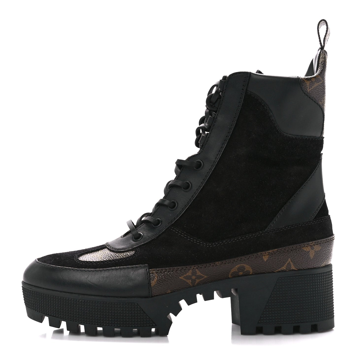 Suede Calfskin Monogram Laureate Platform Desert Boots 40.5 Black
