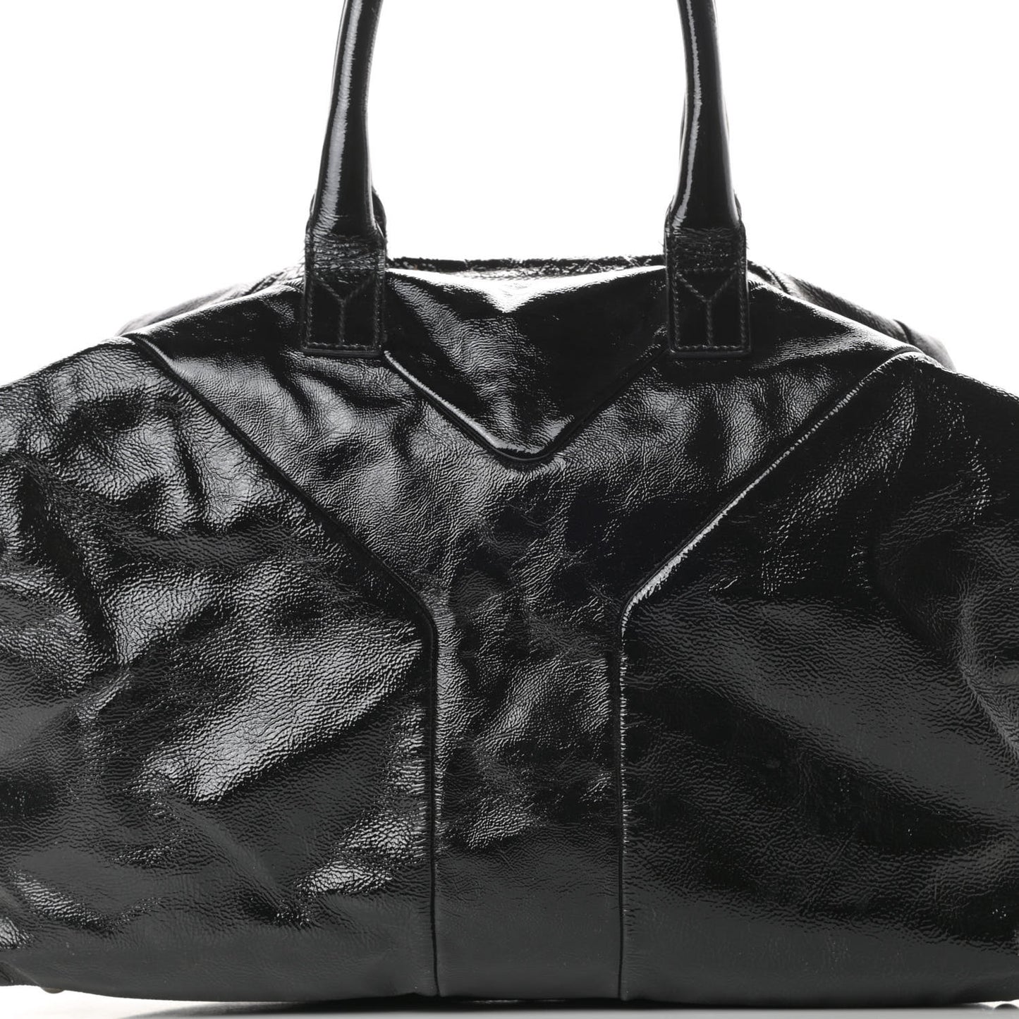 Textured Patent Medium Easy Y Bag Black