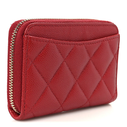 Chanel Caviar Quilted Zip Coin Purse Red 3 of 9