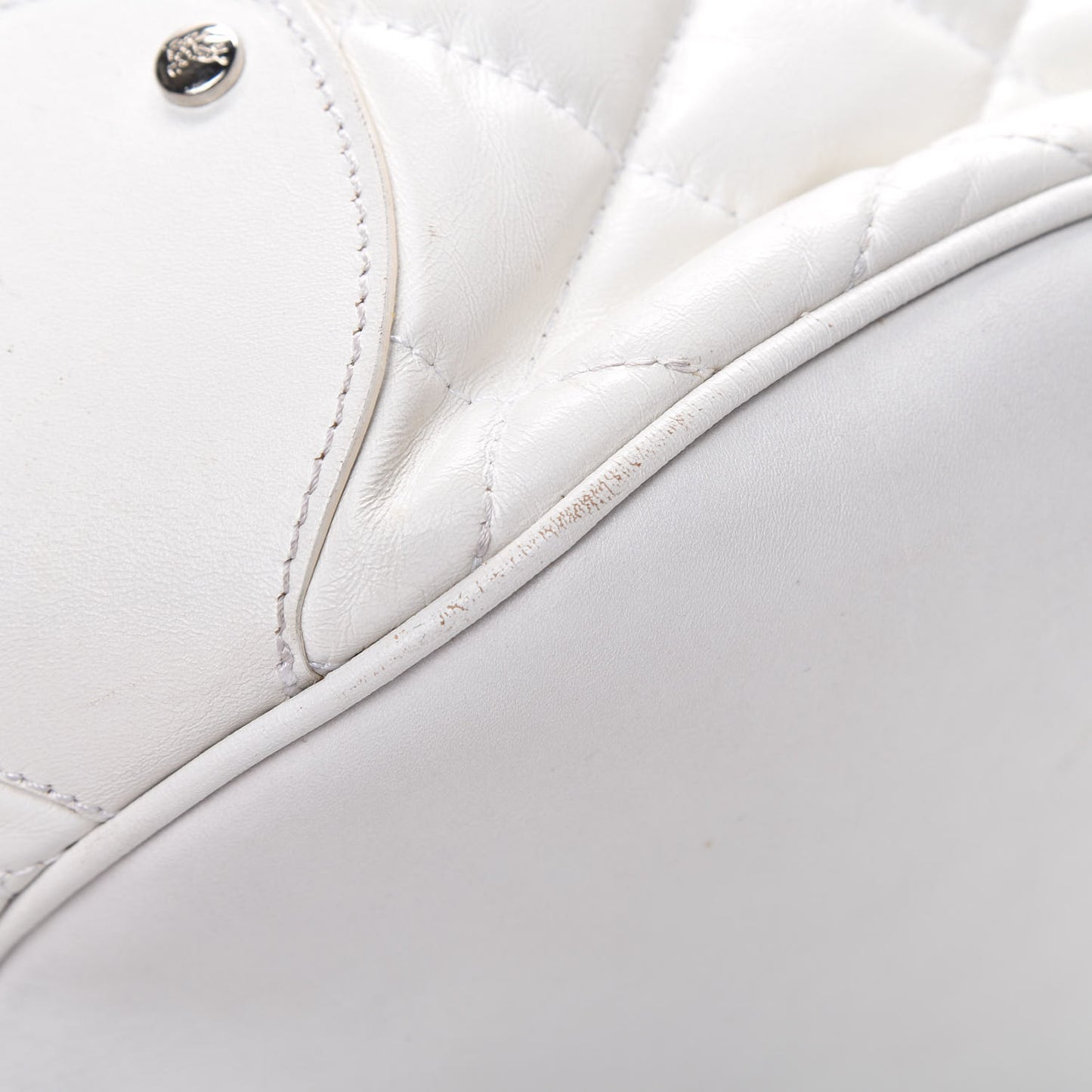 Calfskin Quilted Bucket Shoulder Bag White