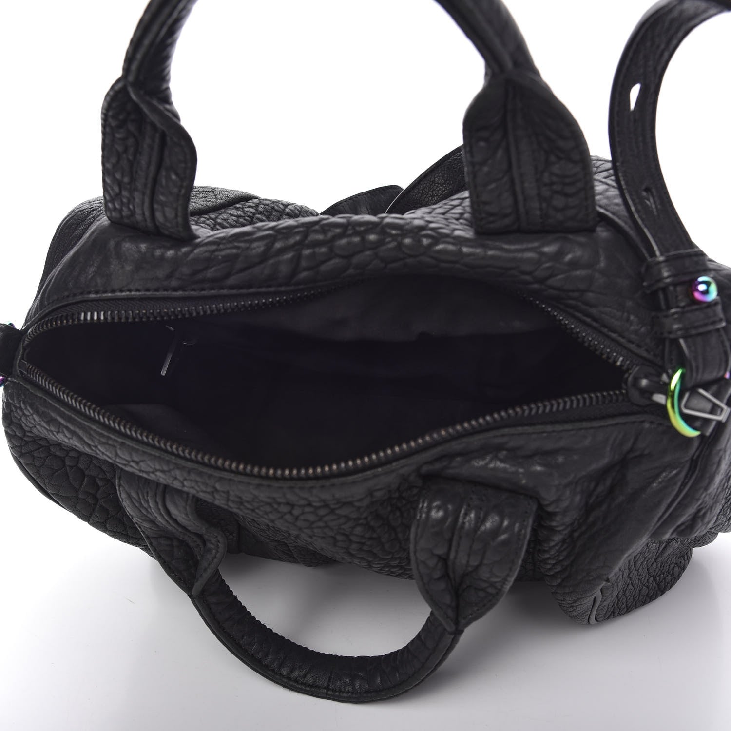 Alexander Wang Pebbled Lambskin Rocco Matte Black Iridescent Hardware 5 of 8
