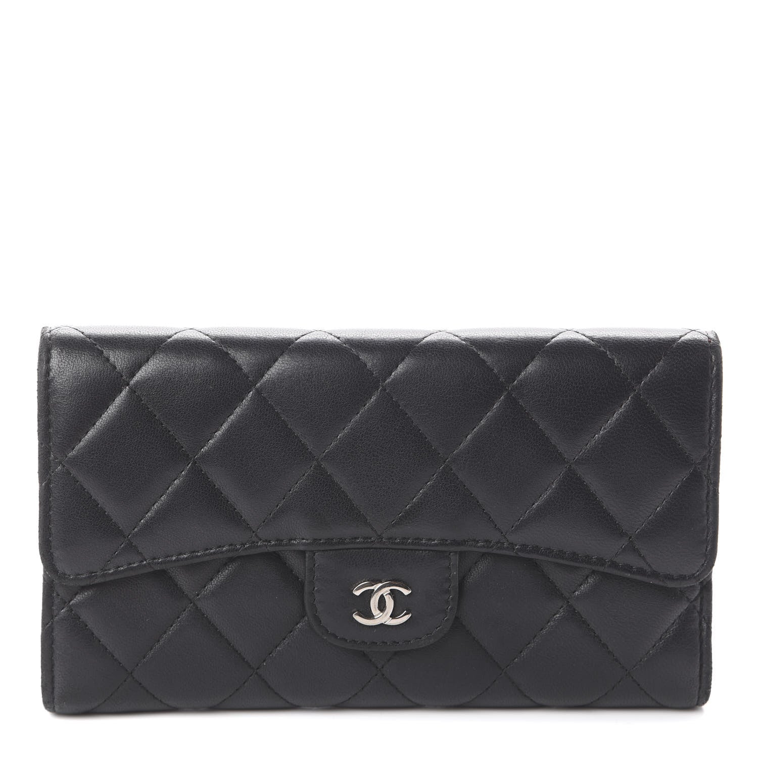 Chanel Lambskin Quilted Large Flap Wallet Black 1 of 6