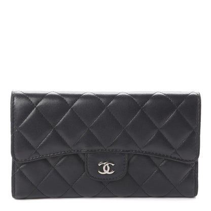 Chanel Lambskin Quilted Large Flap Wallet Black 1 of 6