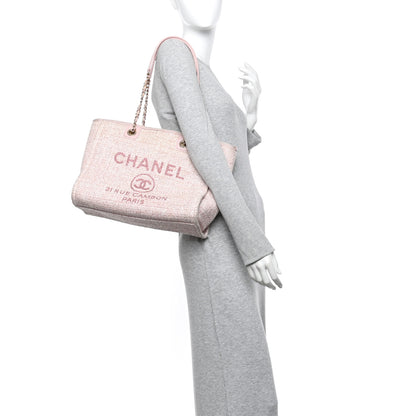 Chanel Straw Lurex Small Deauville Tote Pink 2 of 10